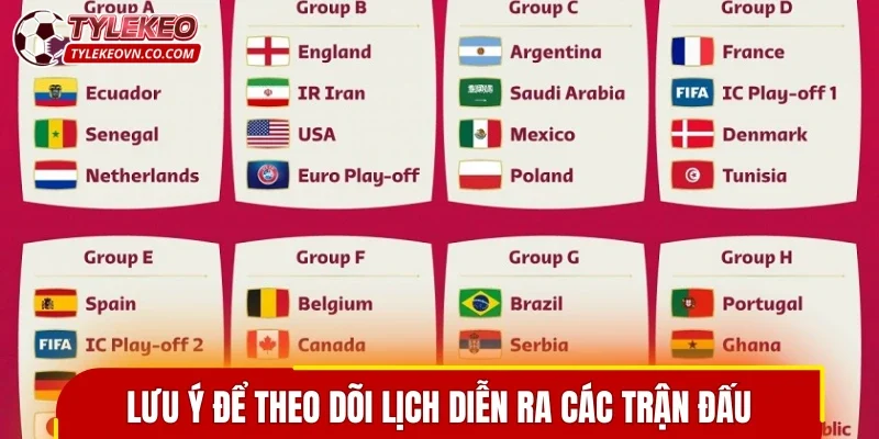 Lưu ý để theo dõi lịch diễn ra các trận đấu chuẩn xác