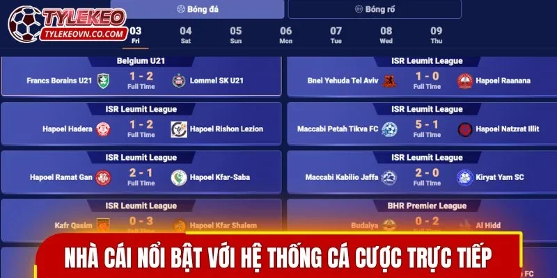Nhà cái nổi bật với hệ thống cá cược trực tiếp